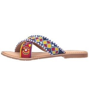 NIB-Chinese Laundry Leather Beaded Strap Sandal